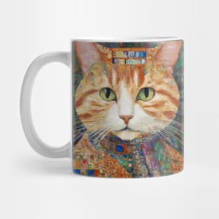 Gustav Klimt Style Tabby Cat with Green Eyes and Beautiful Clothes Mug